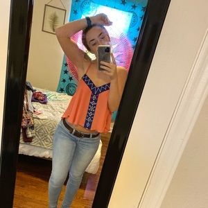 embroidered tank-top